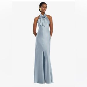 Dessy Bridesmaids DressSCARF TIE STAND COLLAR MAXI DRESS W FRONT SLIT IN MIST